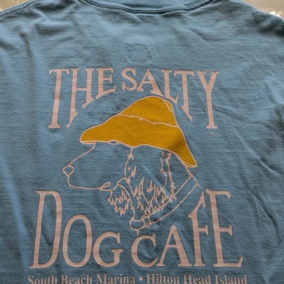 Vintage The Salty Dog Cafe Long Sleeve Shirt Size L Hanes light blue - Picture 1 of 7